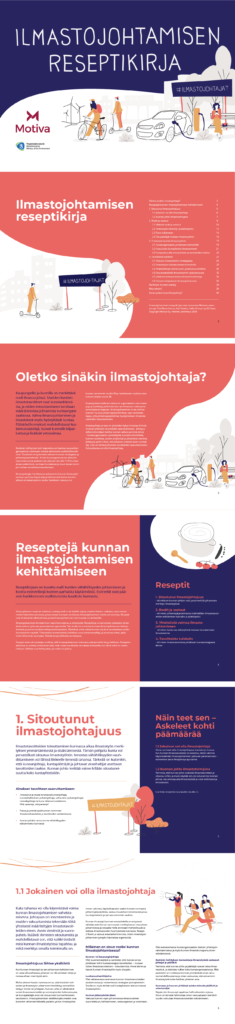 Ote Motivalle toteutetusta ilmastojohtajat-hankkeen reseptikirjasta, jossa ohjeita kunnan ilmastojohtamisen kehittämiseen.